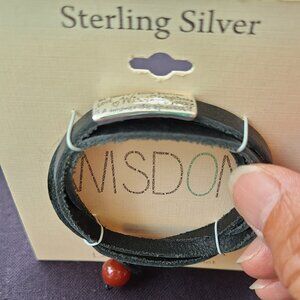 NWT  and Like New Sterling Silver Black Leather Wrap Bracelet w FREE gift.